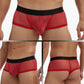 Men's Large Size See-Through Mesh Low Rise Wide-Side Boxer Briefs