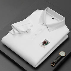 Men's Cotton Embroidered Long-sleeved Polo Shirt