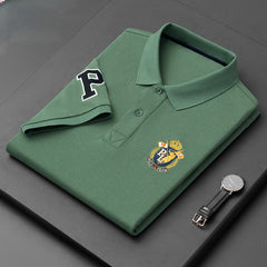Men's Cotton Embroidered Business Short-sleeved Polo Shirt