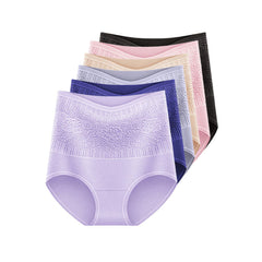 [ 6 PCS ] High Waist Slim Sexy Lace Body Shaping Panties -  