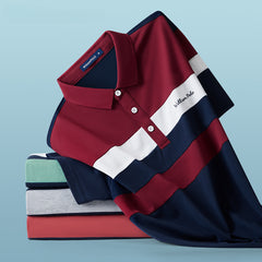 Men's Short-sleeved Casual Striped Lapel Polo Shirt