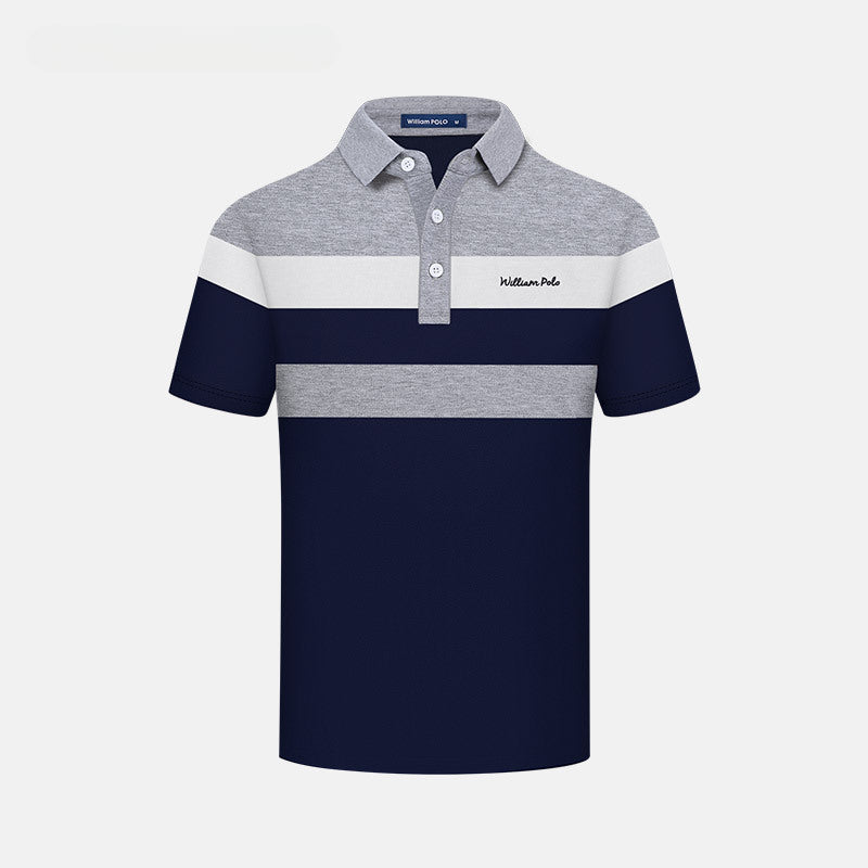 Men's Short-sleeved Casual Striped Lapel Polo Shirt