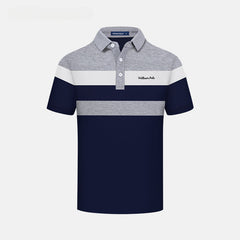 Men's Short-sleeved Casual Striped Lapel Polo Shirt