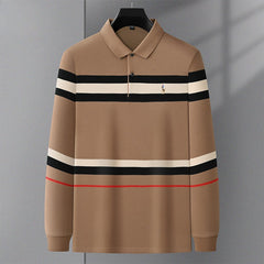 Men's Lapel Striped Polo Shirt