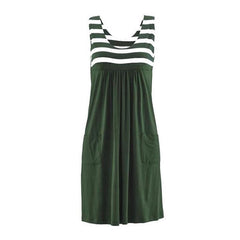 Striped Large Size Loose Sleeveless Dress