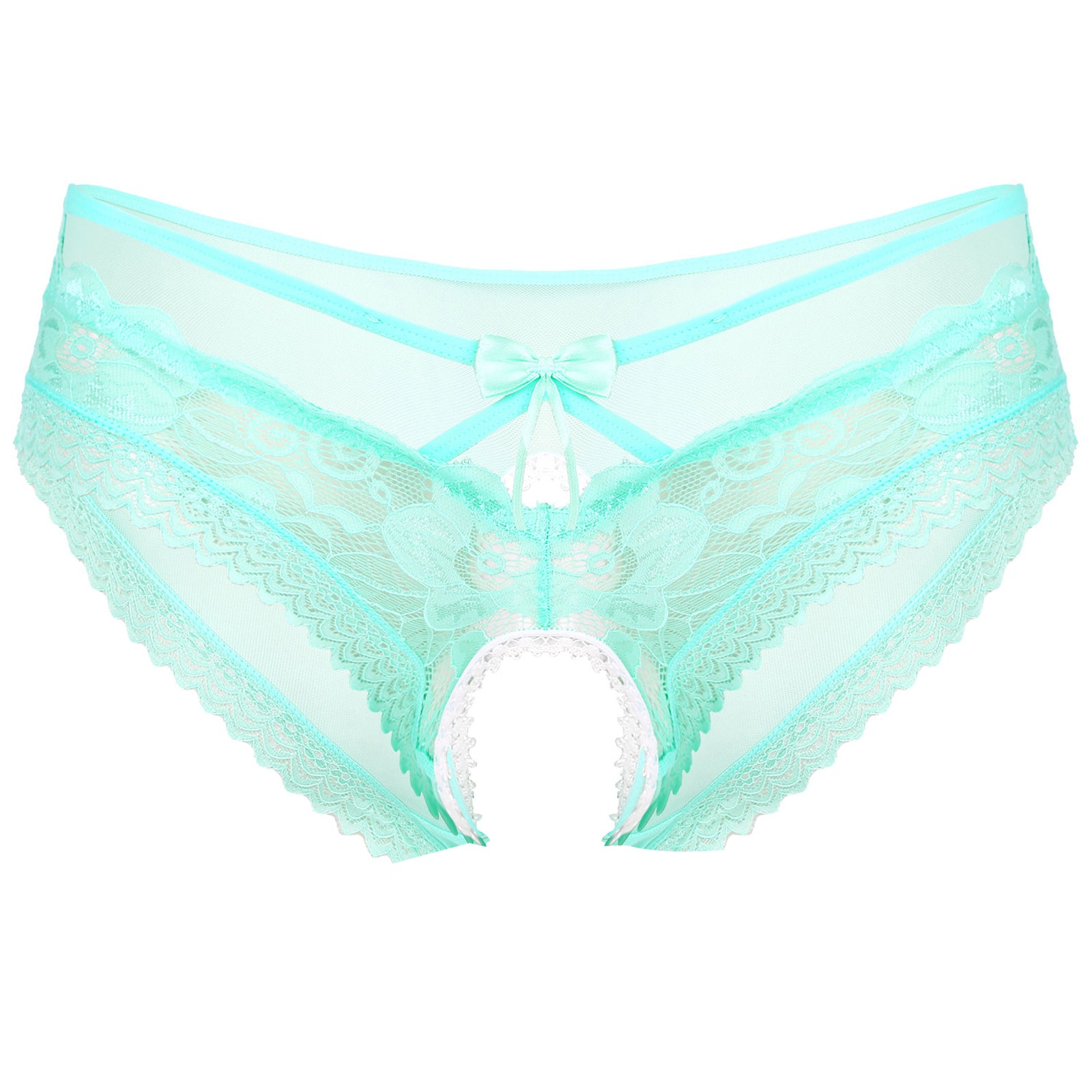 Men's see-through mesh tie-up crotchless underwear - Men's Fashion