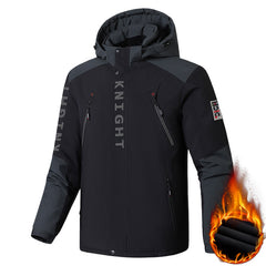 Men's Winter Large Size Velvet Thickening Color Matching Windproof and Rainproof Jacket