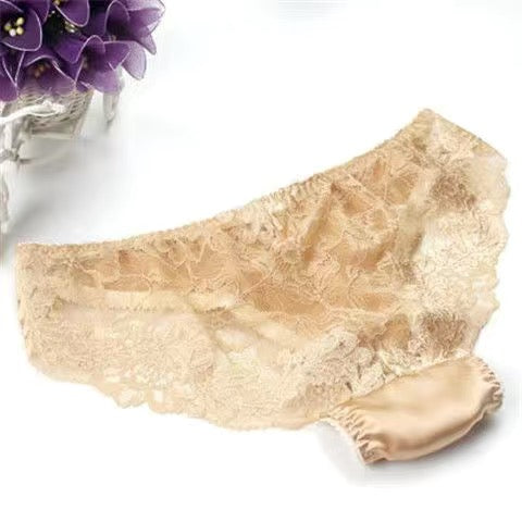 100% Mulberry Silk Lace Sheer Panties