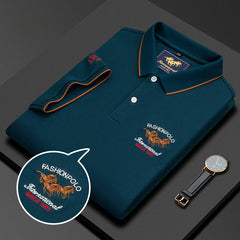 Men's New Embroidery Business Fashion Casual Short-sleeved Polo Shirt