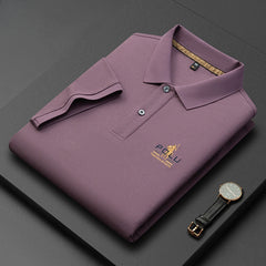 Men's 100% Cotton Lapel Solid Color Polo Shirt