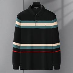 Men's Lapel Striped Polo Shirt