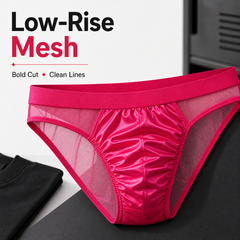 Men's Sexy Low Rise Mesh Bikini Briefs