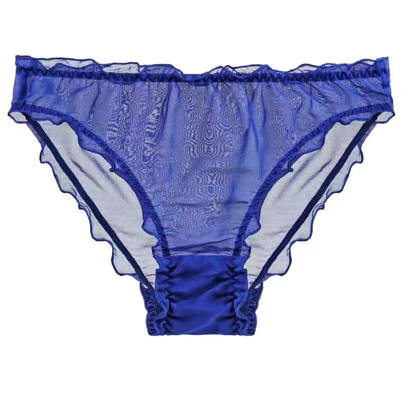 Men's Ruffled Silk Transparent Briefs -  Fashion Men's Panties