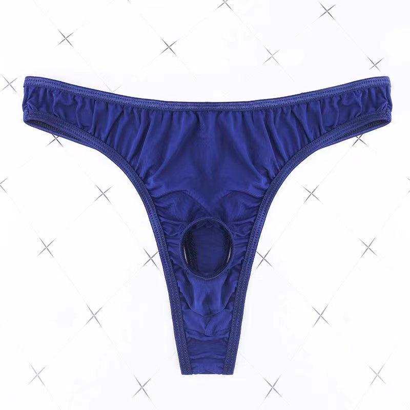 Men's Open Low-Rise Ice Silk Thong -  