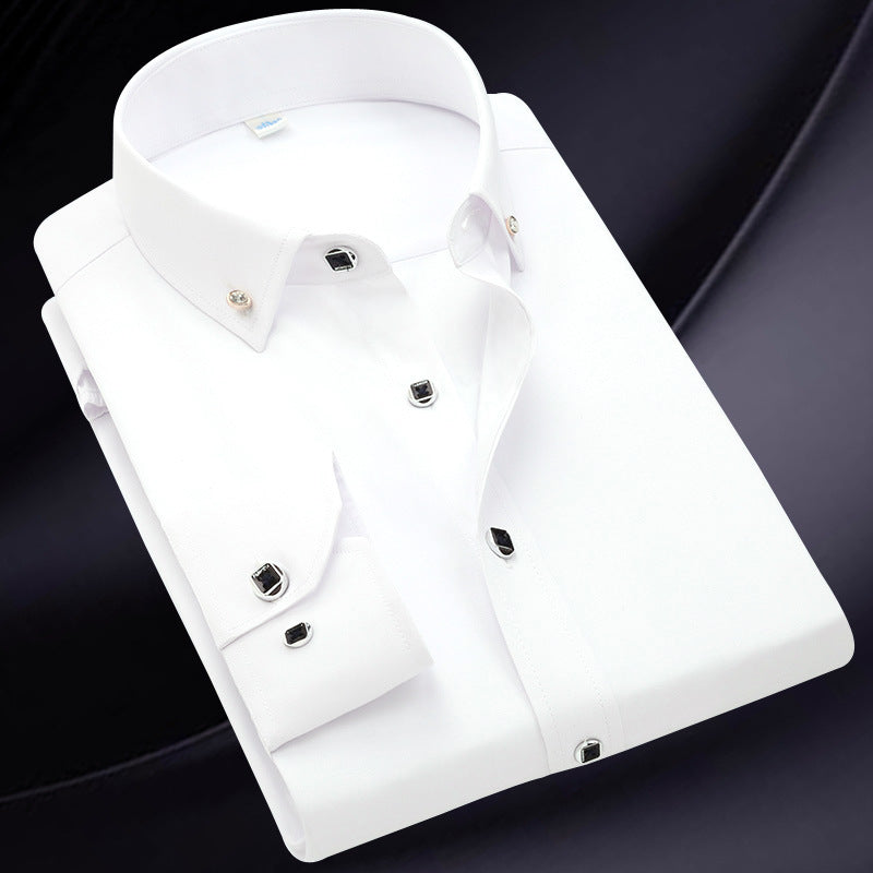 Men's Solid Color Slim Long Sleeve Shirt