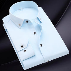 Men's Solid Color Slim Long Sleeve Shirt
