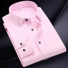 Men's Solid Color Slim Long Sleeve Shirt
