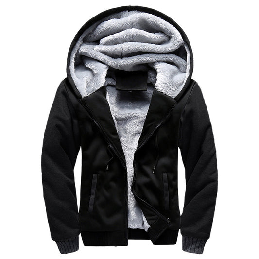 Winter New Solid Fleece Zip Hoodie