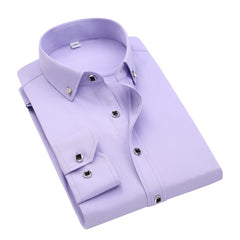 Men's Solid Color Slim Long Sleeve Shirt