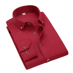 Men's Solid Color Slim Long Sleeve Shirt