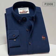 Cotton Plaid Business Embroidered Casual Shirt