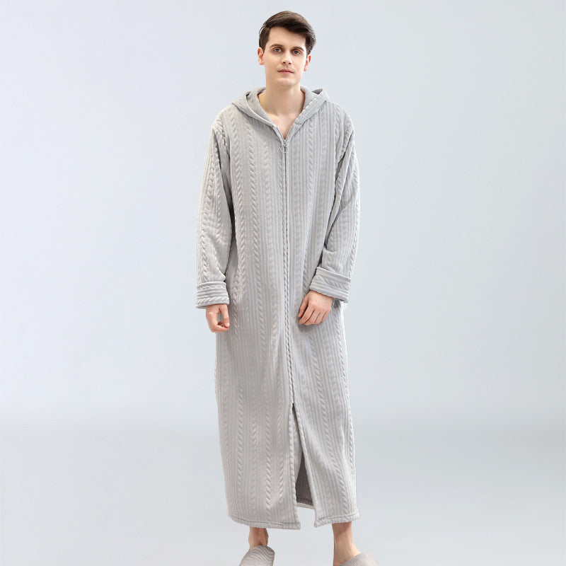 Men's Plus Size Zip Flannel Pajama Robe
