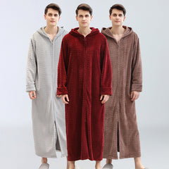 Men's Plus Size Zip Flannel Pajama Robe