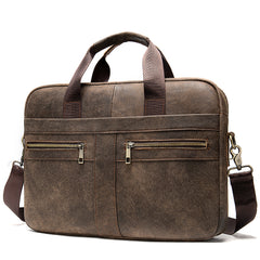 Men's Leather Briefcase Portable Lawyer Computer Bag