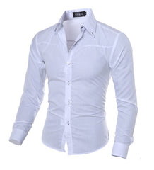 Men's Business Slim Long Sleeve Shirt with Dark Pattern Rhombus
