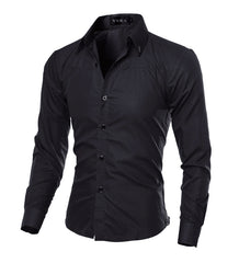 Men's Business Slim Long Sleeve Shirt with Dark Pattern Rhombus