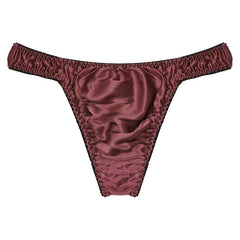 Men's Sexy Shiny Silk Solid Color Panties