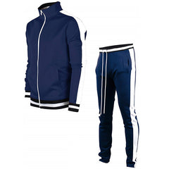 Men's Color Matching Stand Collar Casual Suit