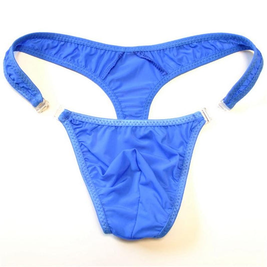 Translucent Men's Sexy Nylon Button Bikini Thong