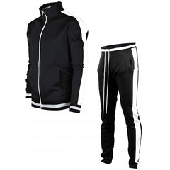 Men's Color Matching Stand Collar Casual Suit