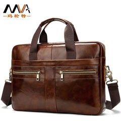 Men's Leather Briefcase Portable Lawyer Computer Bag
