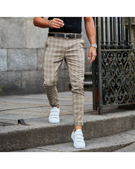 Men's Casual Plaid Print Trousers