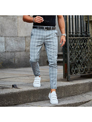 Men's Casual Plaid Print Trousers
