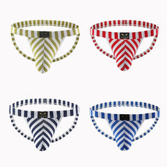 Men's Striped Bikini Thong -  