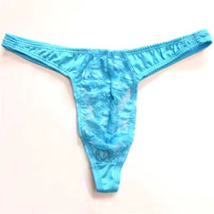 Lace Ice Silk Stitching Sexy Thong -  Fashion Men's Panties