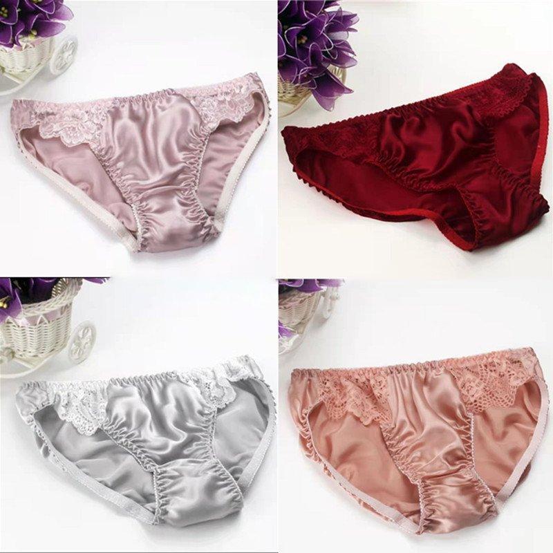 100% Silk Sexy Lace Trim Panties -  