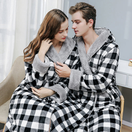 2022 New Warm Plaid Flannel Nightgown