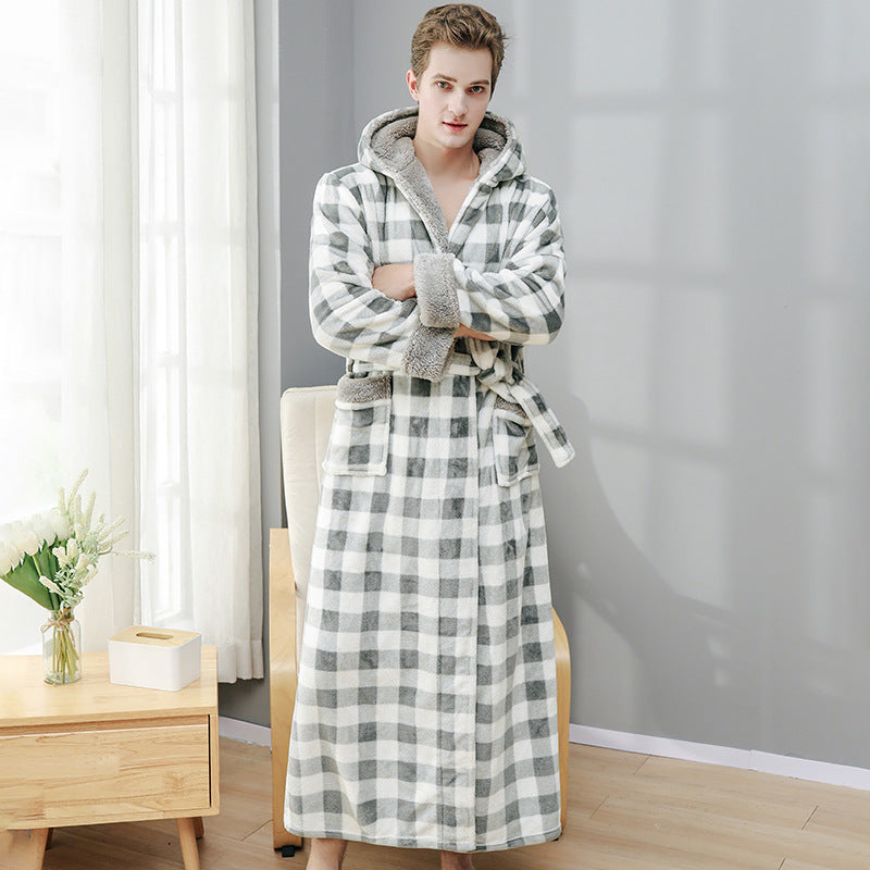 2022 New Warm Plaid Flannel Nightgown