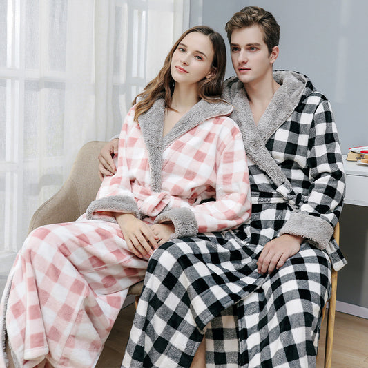 2022 New Warm Plaid Flannel Nightgown