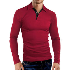 Men's Long Sleeve Lapel Polo Shirt