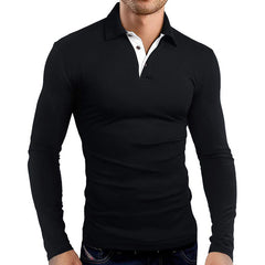 Men's Long Sleeve Lapel Polo Shirt