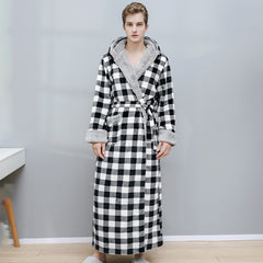 2022 New Warm Plaid Flannel Nightgown