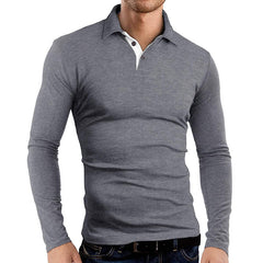 Men's Long Sleeve Lapel Polo Shirt
