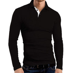 Men's Long Sleeve Lapel Polo Shirt