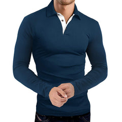 Men's Long Sleeve Lapel Polo Shirt