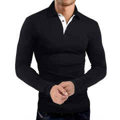Men's Long Sleeve Lapel Polo Shirt